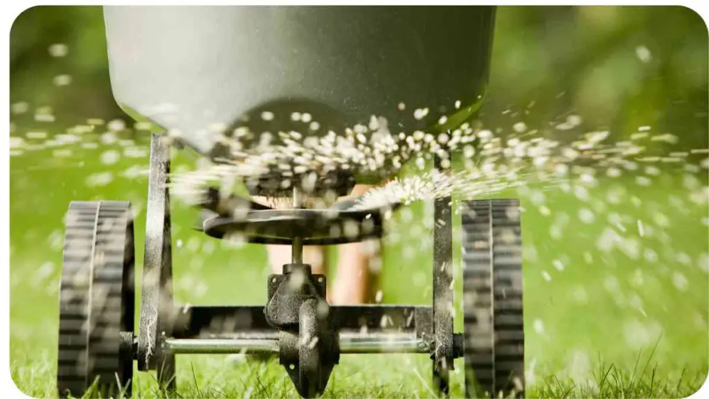 a person is watering a lawn with a sprinkler