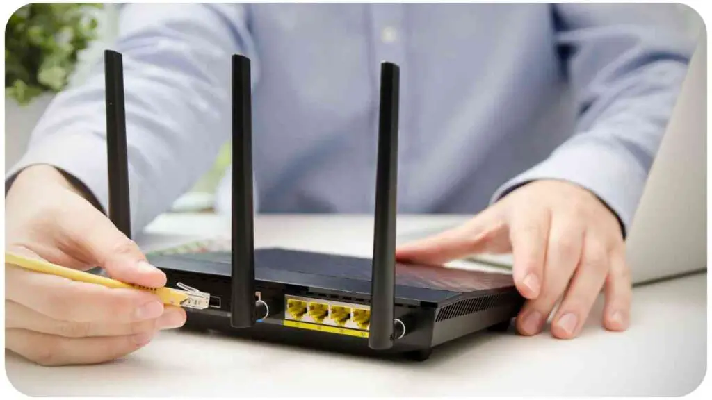 a person is using a router to connect to the internet