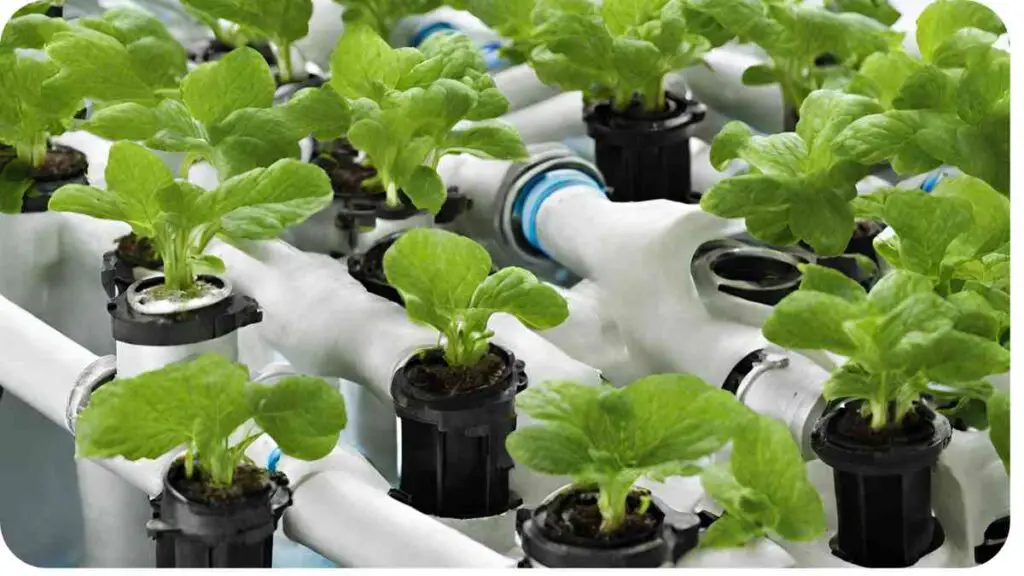 plants are growing in the pipes of an aquaponics system