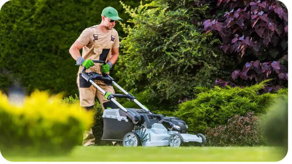 a person is using an electric lawn mower