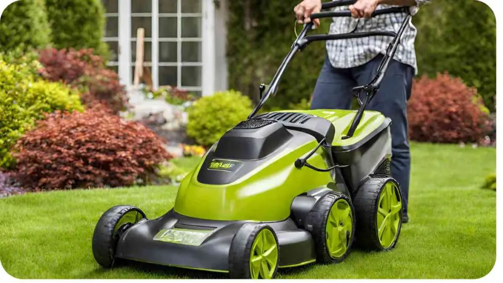 a person is using an electric lawn mower