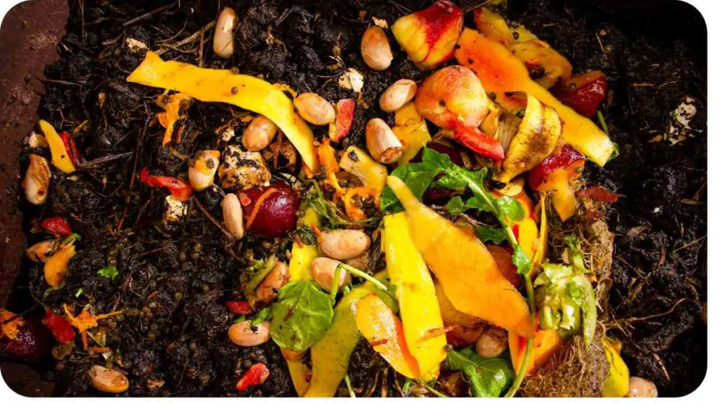 a pile of compost with various fruits and vegetables