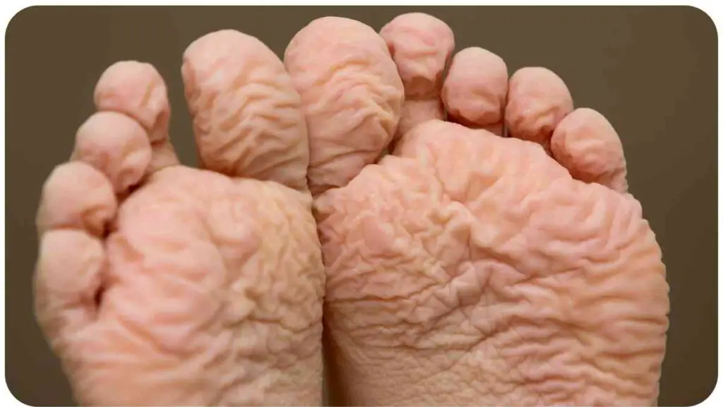 a close up of the feet of a person