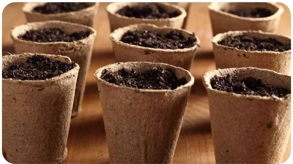 several brown paper cups with soil in them