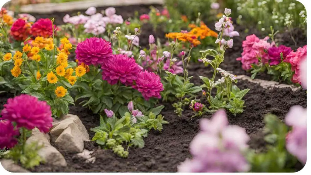 colorful flowers are growing in a garden bed