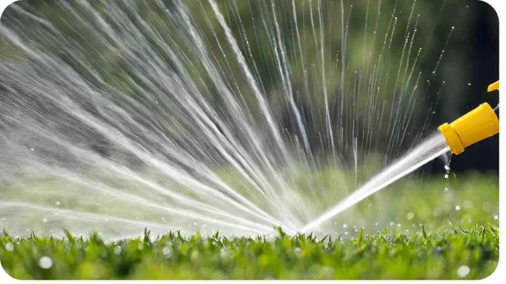 a sprinkler is spraying water on a grassy field